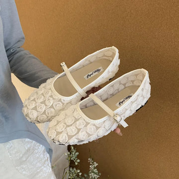 Xajzpa  Winter Women Flats Round Toe Shallow Slip On Ladies Casual Ballet Fur Shoes Soft Leather Eelgant Dress Shoes Mujer